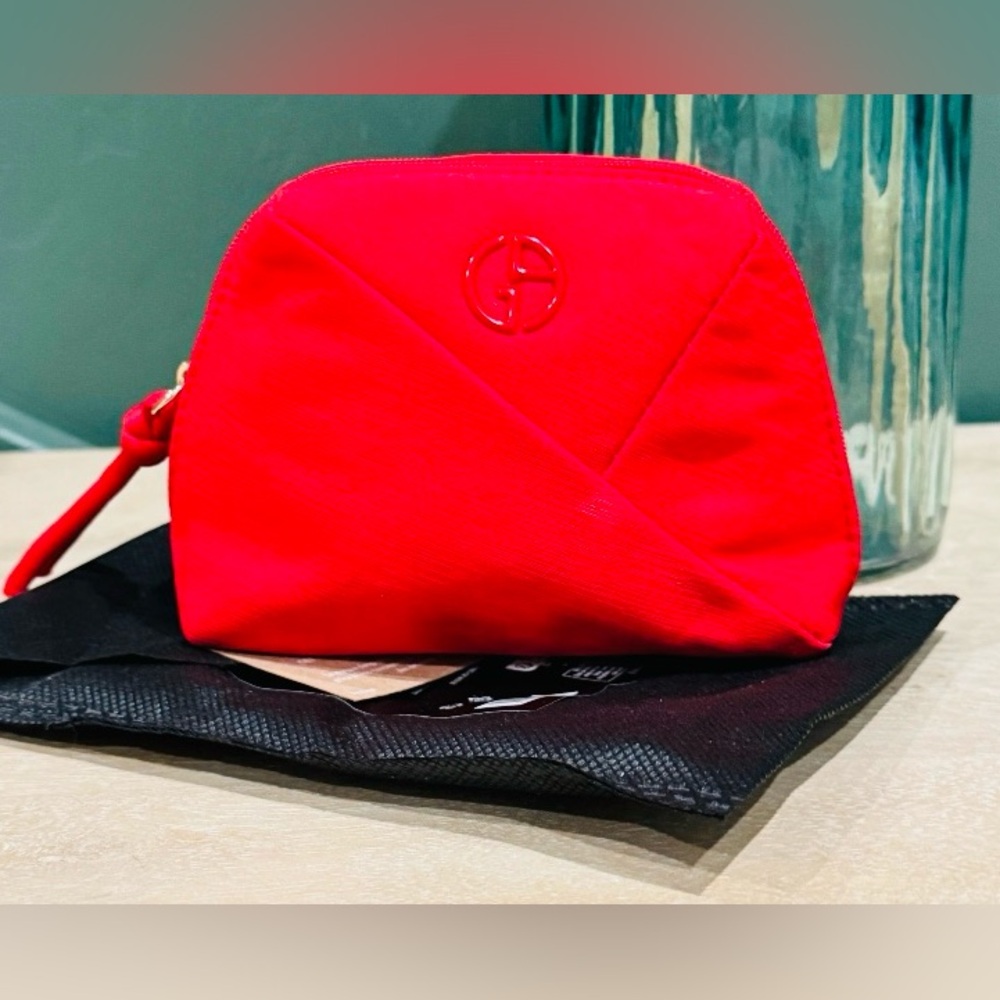 Giorgio Armani Red Makeup Pouch with Dustbag and Giorgio Armani My Way lotion!